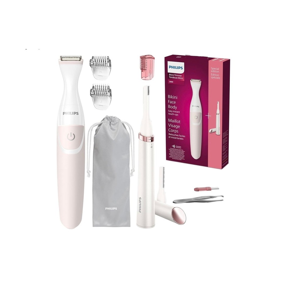Philips Bikini Trimmer & Precision Trimmer Set for Women Pink and White